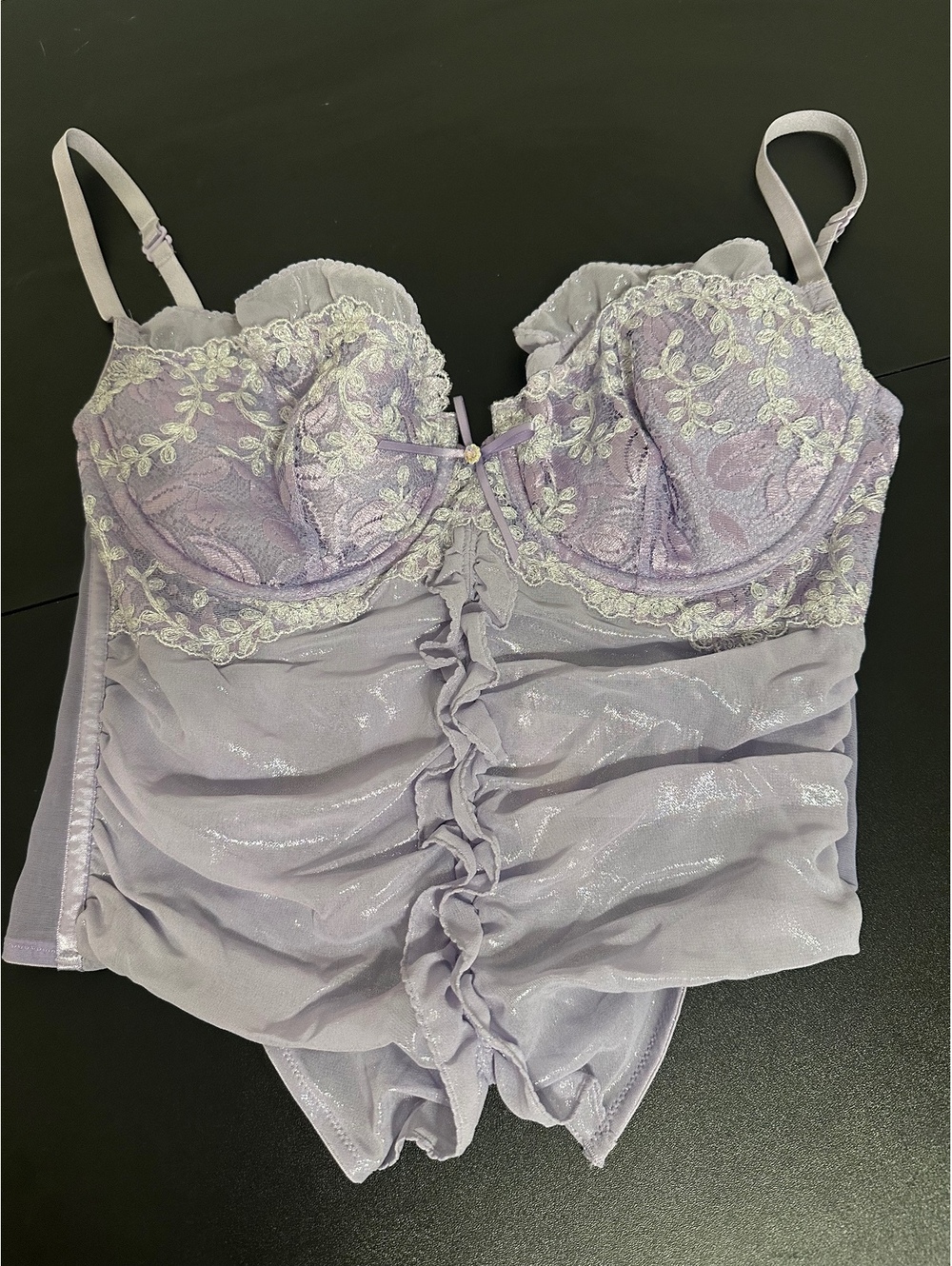 Victoria Secret Lavender embroidered bustier lingerie top